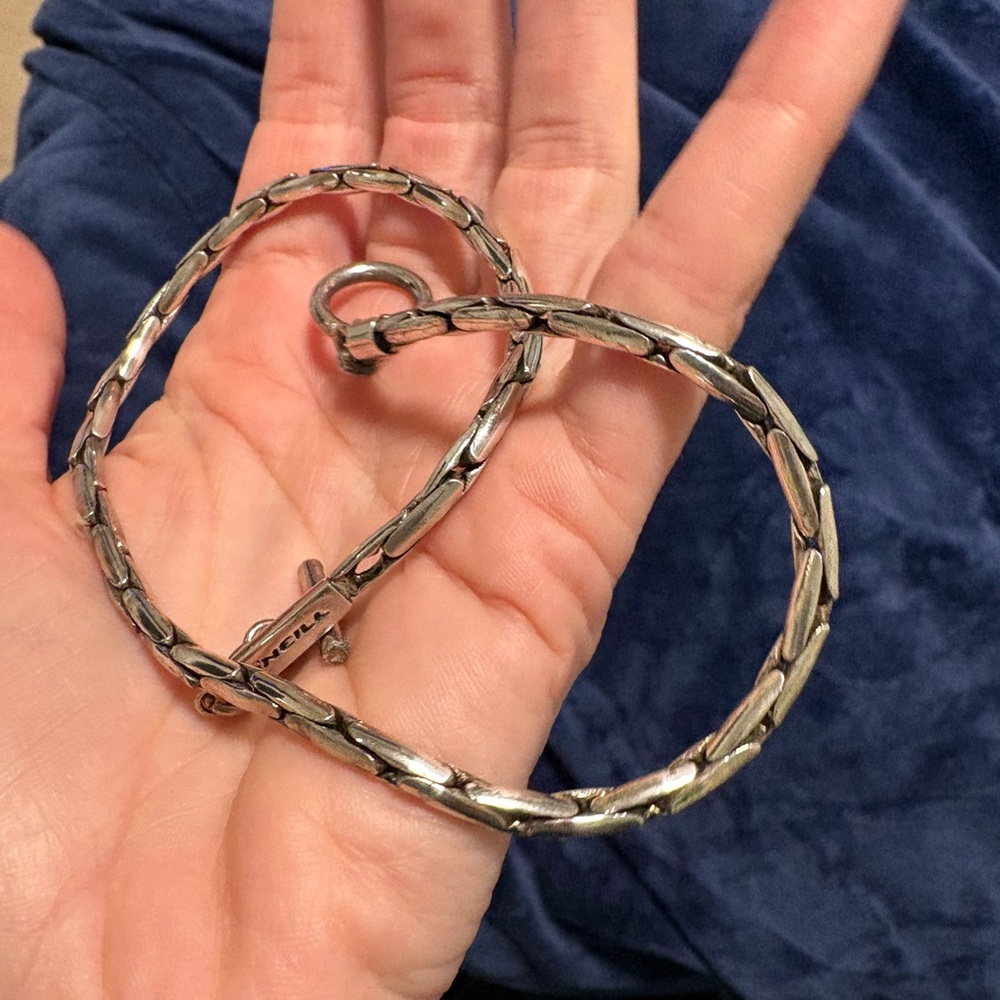 Sterling silver thick snake linked chain with toggle clasp- great condition